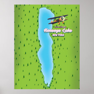 Poster carte du lac Honeoye New York