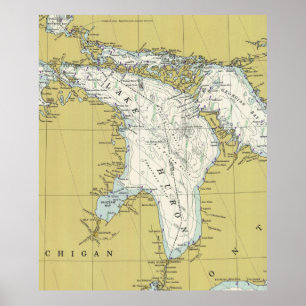 Poster Carte du lac Huron (1979)