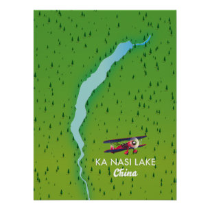 Poster Carte du lac Ka Nasi Chine