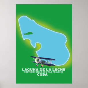 Poster Carte du lac Laguna de la Leche Cuba