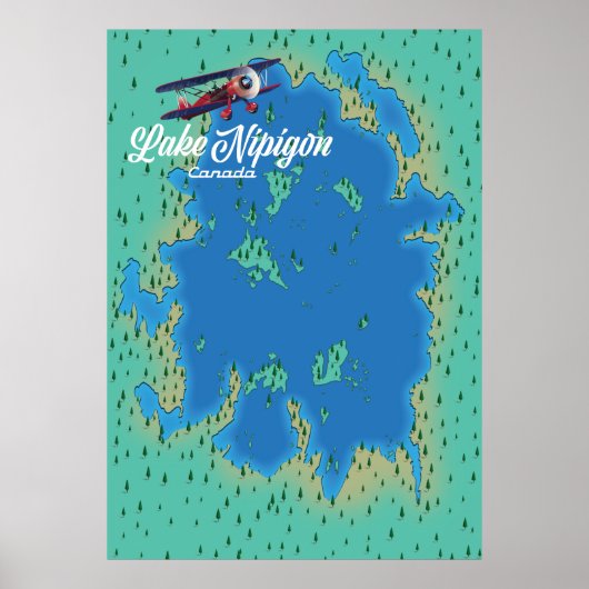 Poster Carte du lac Nipigon Canada (Devant)
