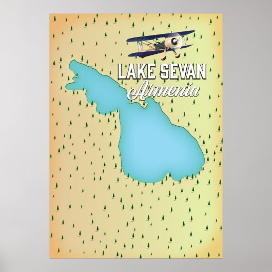 Poster Carte du lac Sevan Arménie (Devant)