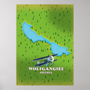 Poster Carte du lac Wolfgangsee Autriche