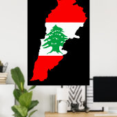 Poster Carte du Liban avec drapeau (Bureau à domicile)