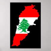 Poster Carte du Liban avec drapeau (Devant)