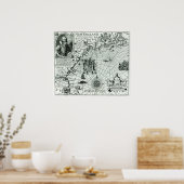 Poster Carte du littoral de la Nouvelle-Angleterre (Cuisine)