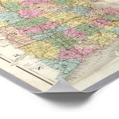 Poster Carte du Maine, New Hampshire, Vermont (Coin)