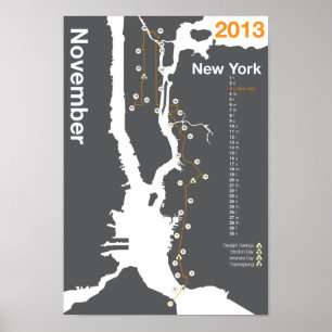Poster Carte du marathon de New York