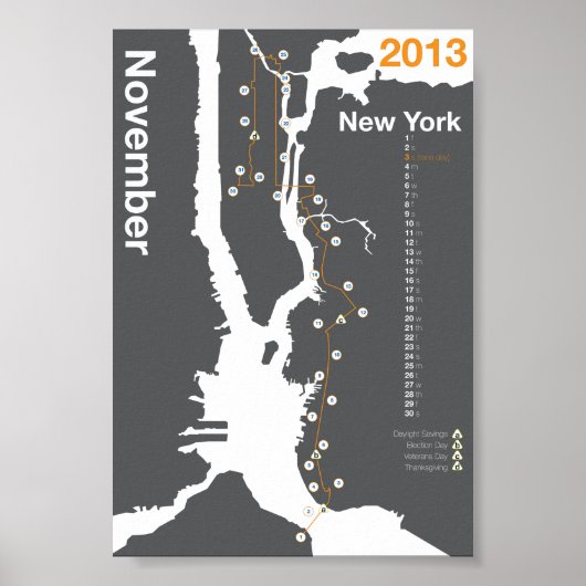 Poster Carte du marathon de New York (Devant)
