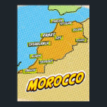 Poster Carte du Maroc illustrée par Pop Art<br><div class="desc">Pop Art Illustré Maroc Carte africaine dans un style vintage et ancien.</div>