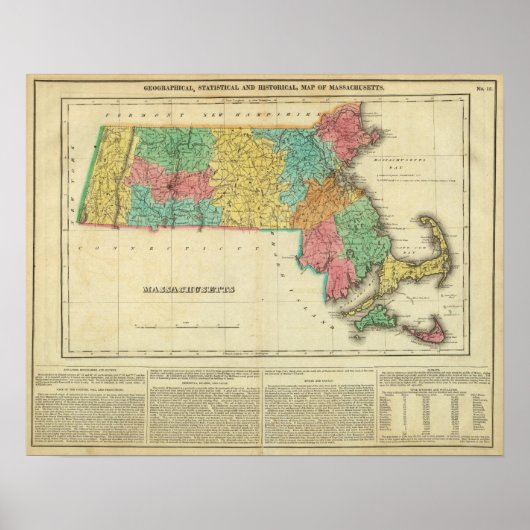 Poster Carte Du Massachusetts (Devant)