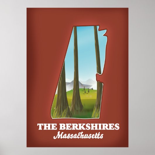 Poster Carte du Massachusetts Berkshires (Devant)