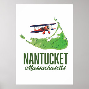 Poster Carte du Massachusetts de Nantucket