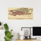 Poster Carte du Meatpacking District de Chicago en 1890 (Bureau à domicile)