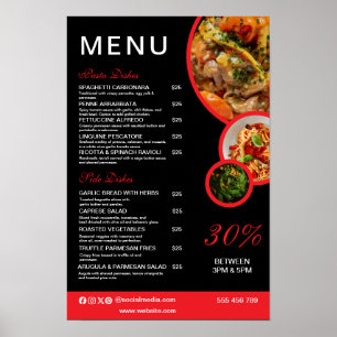 Poster Carte du menu du restaurant élégant personnalisabl