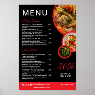 Poster Carte du menu du restaurant élégant personnalisabl