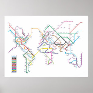 Poster Carte du métro mondial