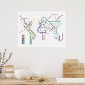 Poster Carte du métro mondial (Cuisine)