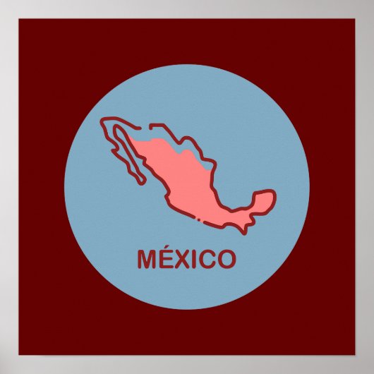 Poster Carte du Mexique (Devant)