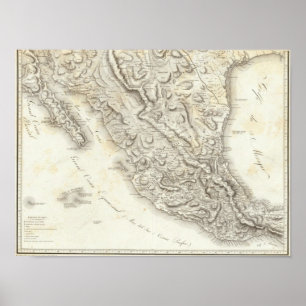 Poster Carte du Mexique