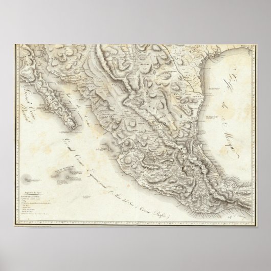 Poster Carte du Mexique (Devant)