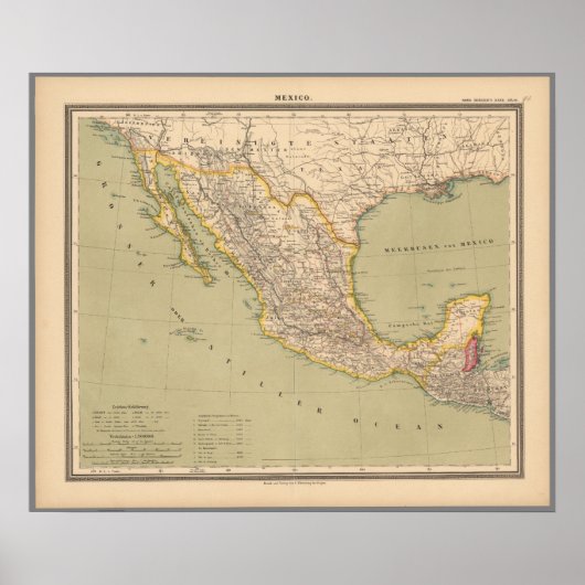 Poster Carte du Mexique (Devant)