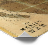 Poster Carte du Mexique montrant le siège de la guerre (Coin)