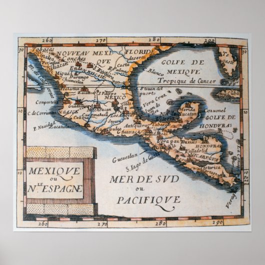 Poster Carte du Mexique ou de la Nouvelle Espagne | 1625 (Devant)