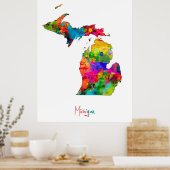Poster Carte du Michigan (Cuisine)