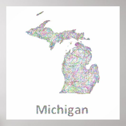 Poster Carte du Michigan (Devant)