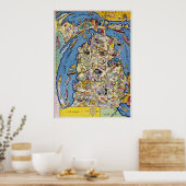 Poster Carte du Michigan des années 1930 (Cuisine)