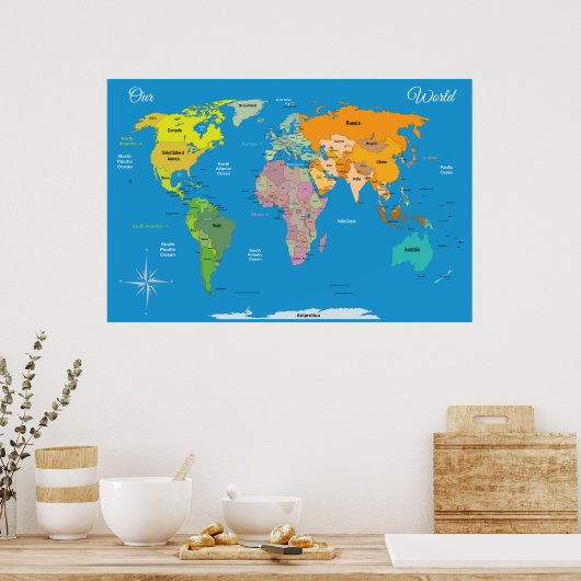 Poster Carte du monde (Cuisine)