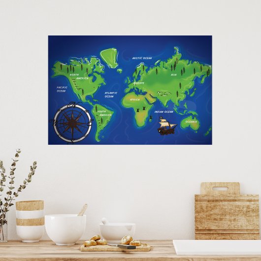 Poster Carte du monde (Cuisine)