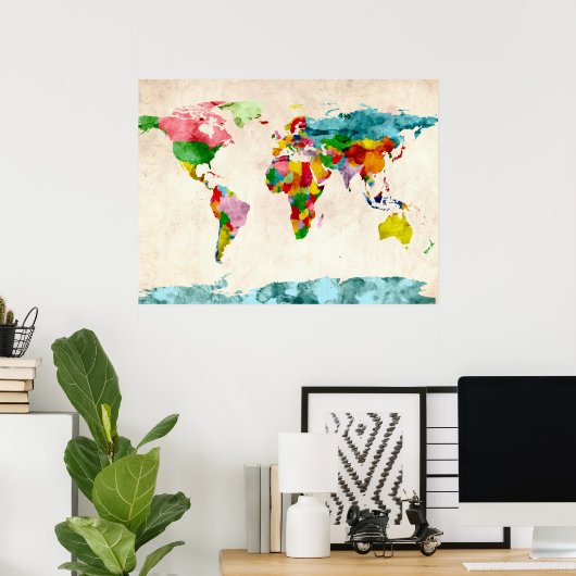 Poster Carte du monde (Bureau à domicile)