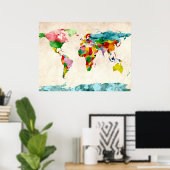 Poster Carte du monde (Bureau à domicile)