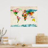 Poster Carte du monde (Cuisine)