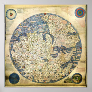 Poster Carte du monde 1450 par Moine vénitien Fra Mauro