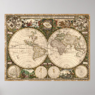 Poster Carte du monde 1660