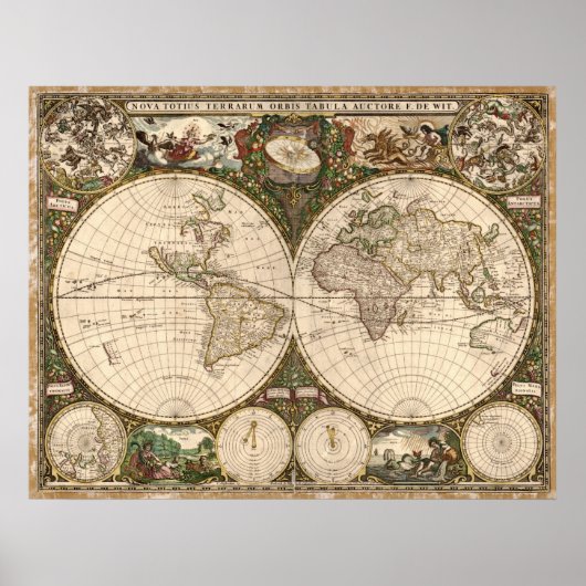Poster Carte du monde 1660 (Devant)