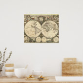 Poster Carte du monde 1660 par Frederick de Wit (Cuisine)