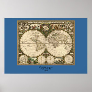 Poster Carte du monde 1660 par Frederick de Wit