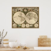 Poster Carte du monde 1660 par Frederick de Wit (Cuisine)