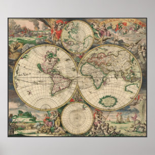 Poster Carte du monde 1671