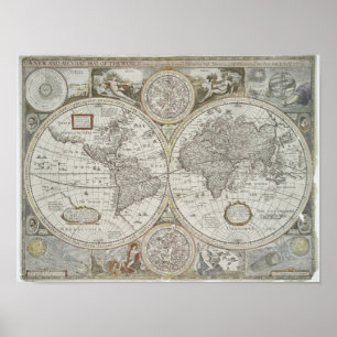 Poster Carte du monde 1676