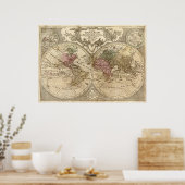 Poster Carte du monde 1690 par Guillaume de L'Isle (Cuisine)