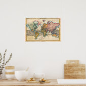 Poster Carte du monde 1700s Antique (Cuisine)