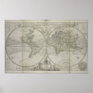 Poster Carte du monde 1736