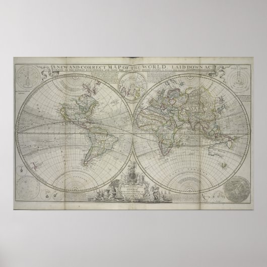 Poster Carte du monde | 1736 (Devant)