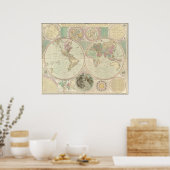 Poster Carte du monde 1780 (Cuisine)