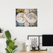 Poster CARTE DU MONDE, 17ème SIÈCLE (Bureau à domicile)